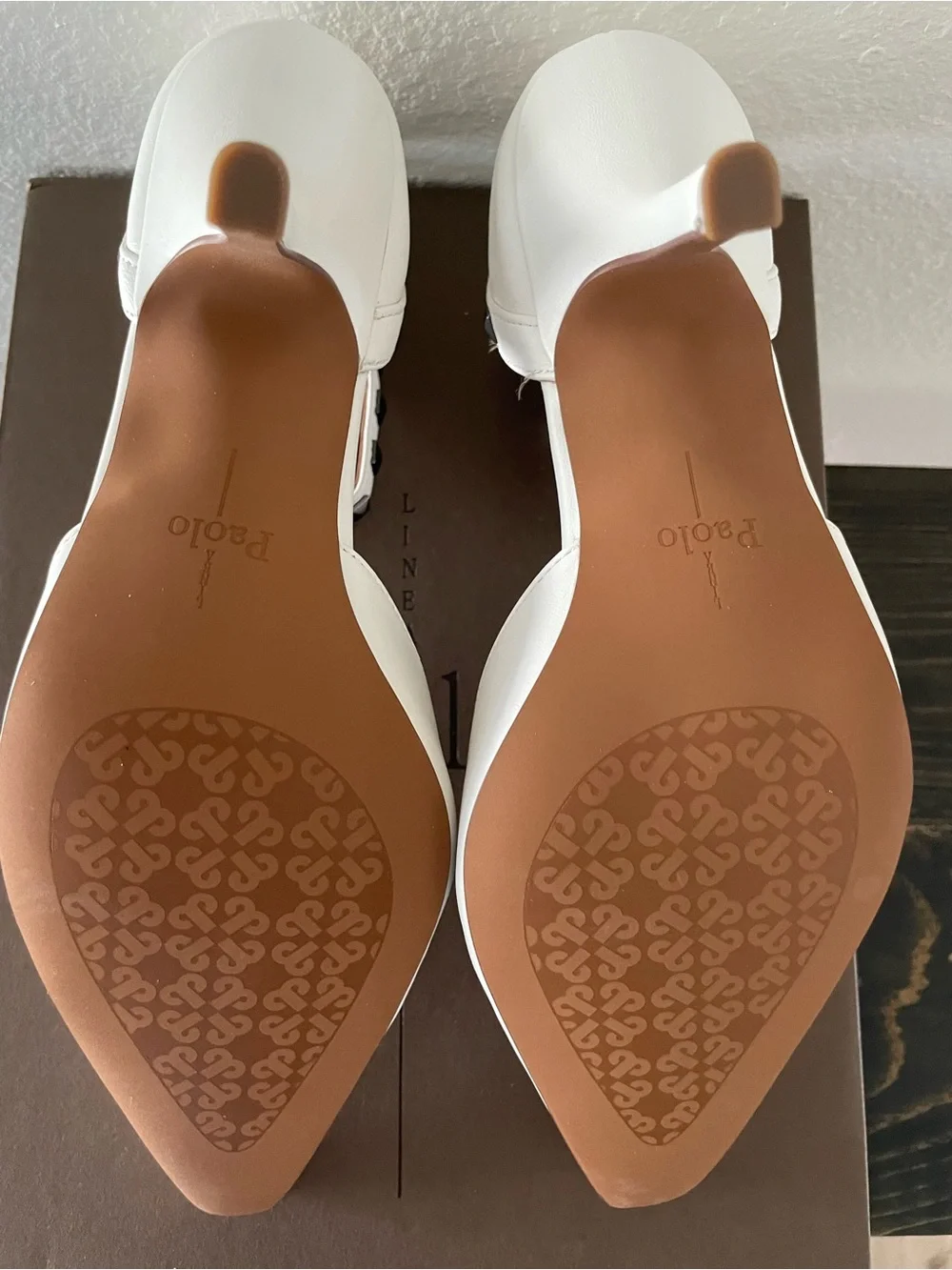 Paolo Leather Studded Ankle-Strap Heels in eggshell